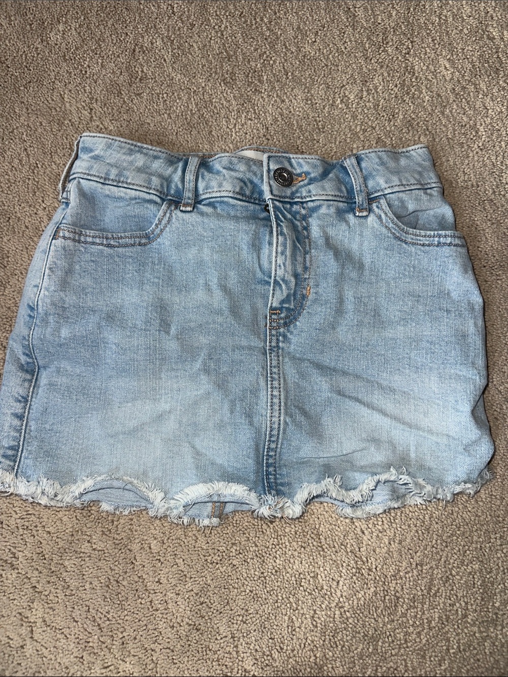 abercrombie kids light blue denim frayed hem skirt size 11/12